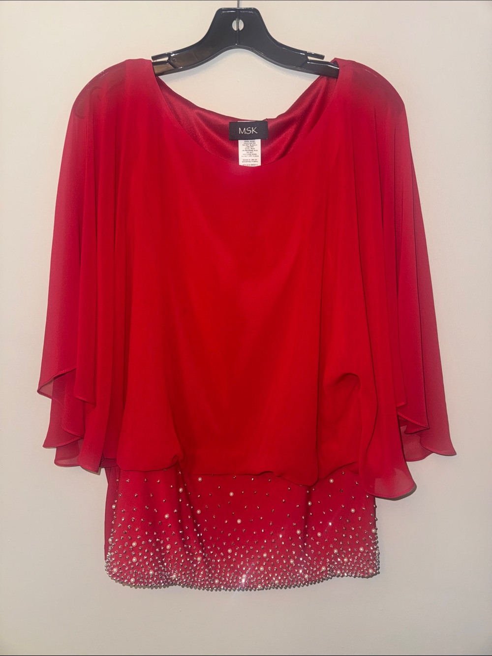 MSK Embellished Hem Batwing Top